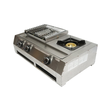 Camping grill with 2 burners and 1 cooking area 676x400x185mm
