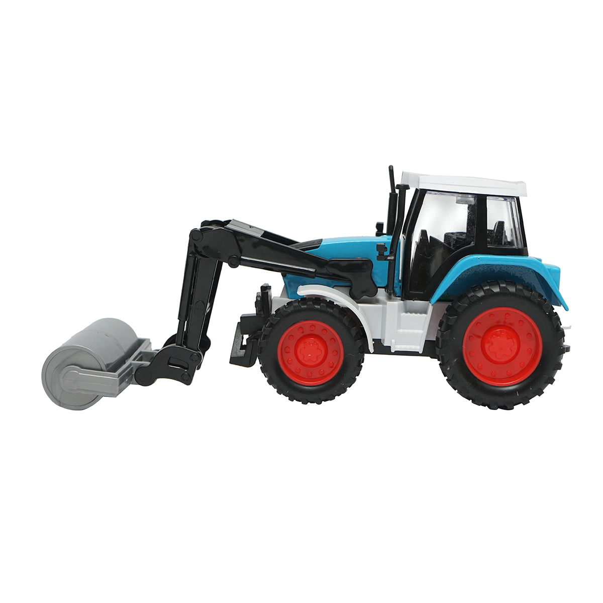 Blue tractor with compactor cylinder, 175x65x80mm children's toy for ages 3 and up