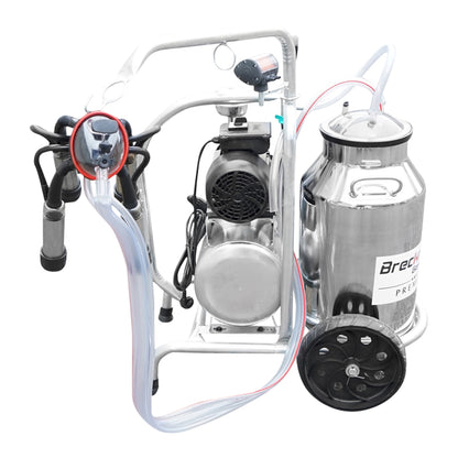 Cow milking machine with 160cc collection group, galvanized chassis, 30L stainless steel tank, 1 station Breckner Germany