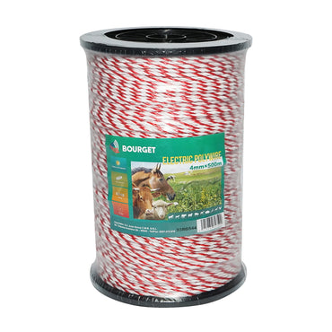 Roll of white-red wire 4mm 6x0.2mm SS, 500m electric fence, resistance 4.5 Ohm Bourget