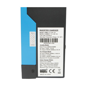 Hybrid solar inverter 1.6 KW Breckner Germany 12V, 80A, MPPT, single-phase, OFF-GRID, SY-2.0KW-12V