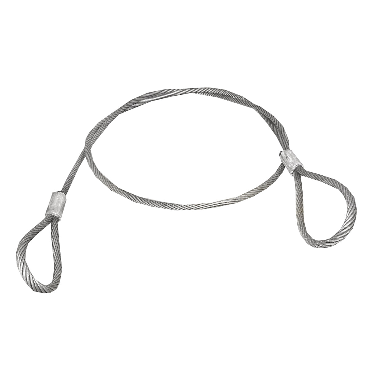 Steel cable/winch rope with a thickness of 28mm and a length of 6m with rings for towing or lifting