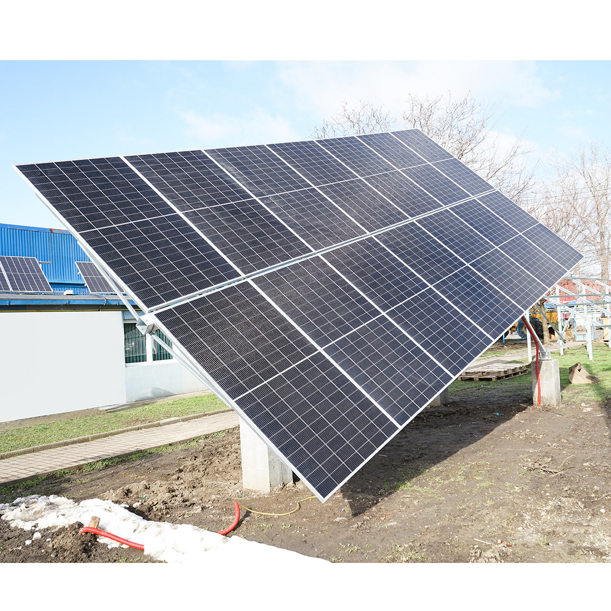 Complete installation system, automatic solar tracker structure 9 KW, east-west 16 panels of 570W Breckner Germany