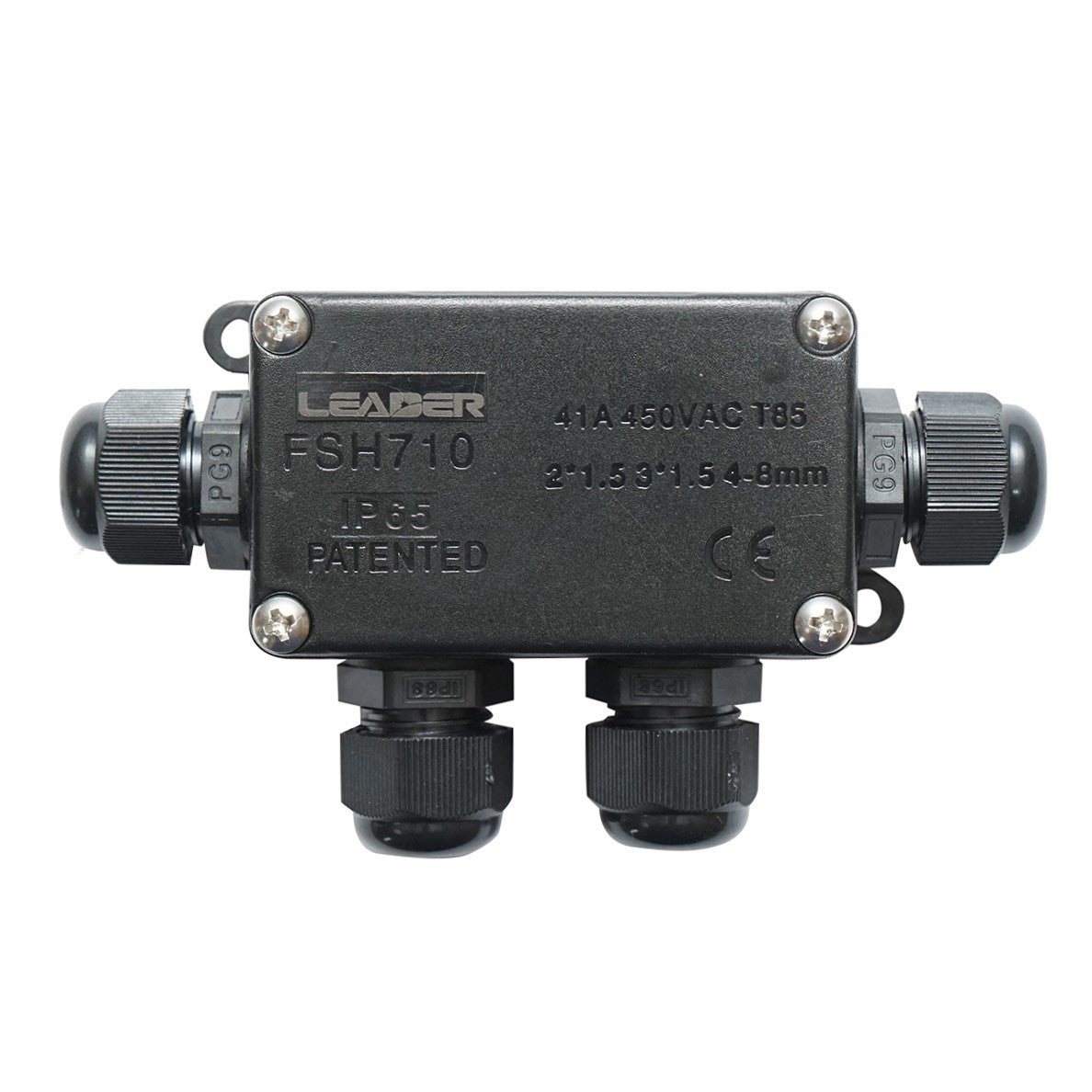 Sealed junction box with presets 41A 450V AC, 4 ways 4-8mm IP65 Leader