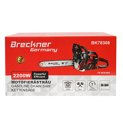 Chainsaw, 2-stroke, 52cc, 3HP, 8500rpm with a 16 inch (40cm) blade Breckner Germany