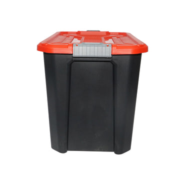 Heavy duty storage box 60L with lid, red 580x380x405mm Breckner Germany