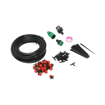 Complete drip irrigation kit with 20m hose, nozzles, connectors, fixing stakes - 80 pieces