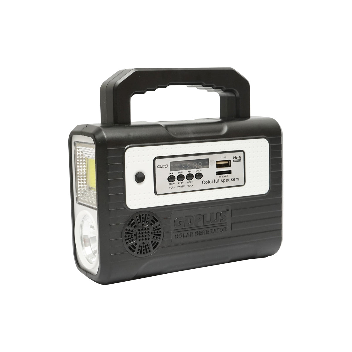 Portable LED lighting kit with 3 bulbs/projector, solar panel FM radio, MP3 and 4500 mAh battery for fishing camping GD-8028COB