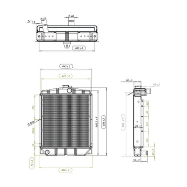Water cooling radiator 4 rows of cells for Fiat 315, 411, 415 OEM code 588156, 595568