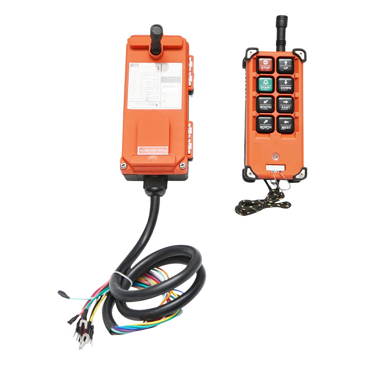 Wireless industrial remote control with 6 AC 380V commands and water protection Breckner Germany