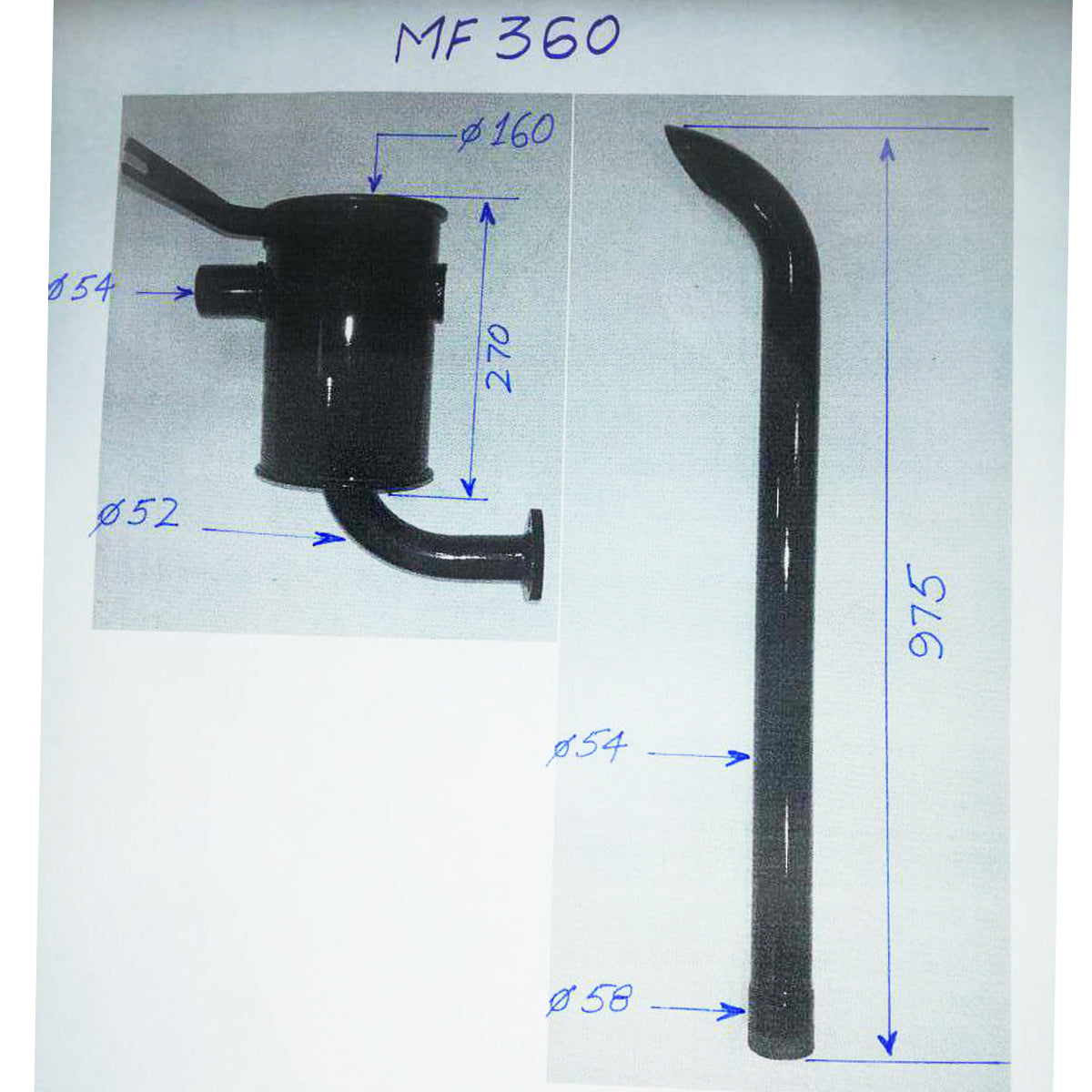 Exhaust muffler for Massey Ferguson 350