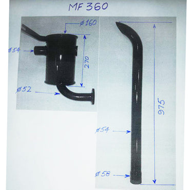 Exhaust muffler for Massey Ferguson 350