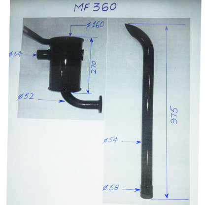 Exhaust muffler for Massey Ferguson 350