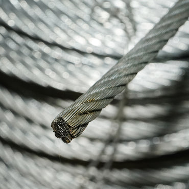 Steel winch cable 6x25 with a 11mm diameter metal core, 80m/roll