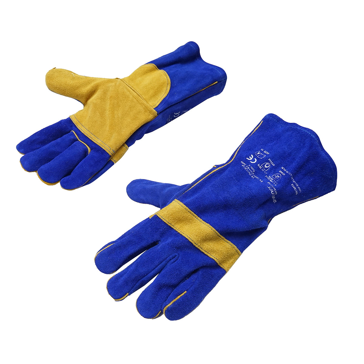 Leather welding gloves with reinforced palm, lining, 35cm long, size 10, Breckner Germany