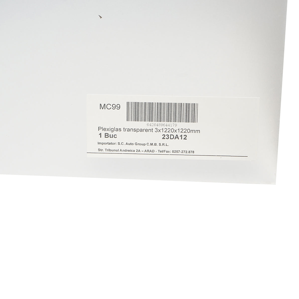 Transparent plexiglass sheet 3x1220x1220mm