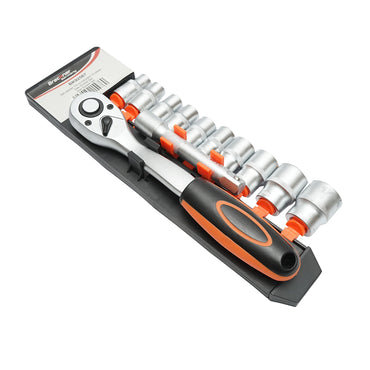 1/2 inch ratchet socket set with extension, socket wrenches 10-24mm 12 pieces Breckner Germany
