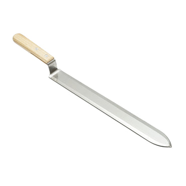 Inox applicator knife with straight blade and wooden handle 400mm