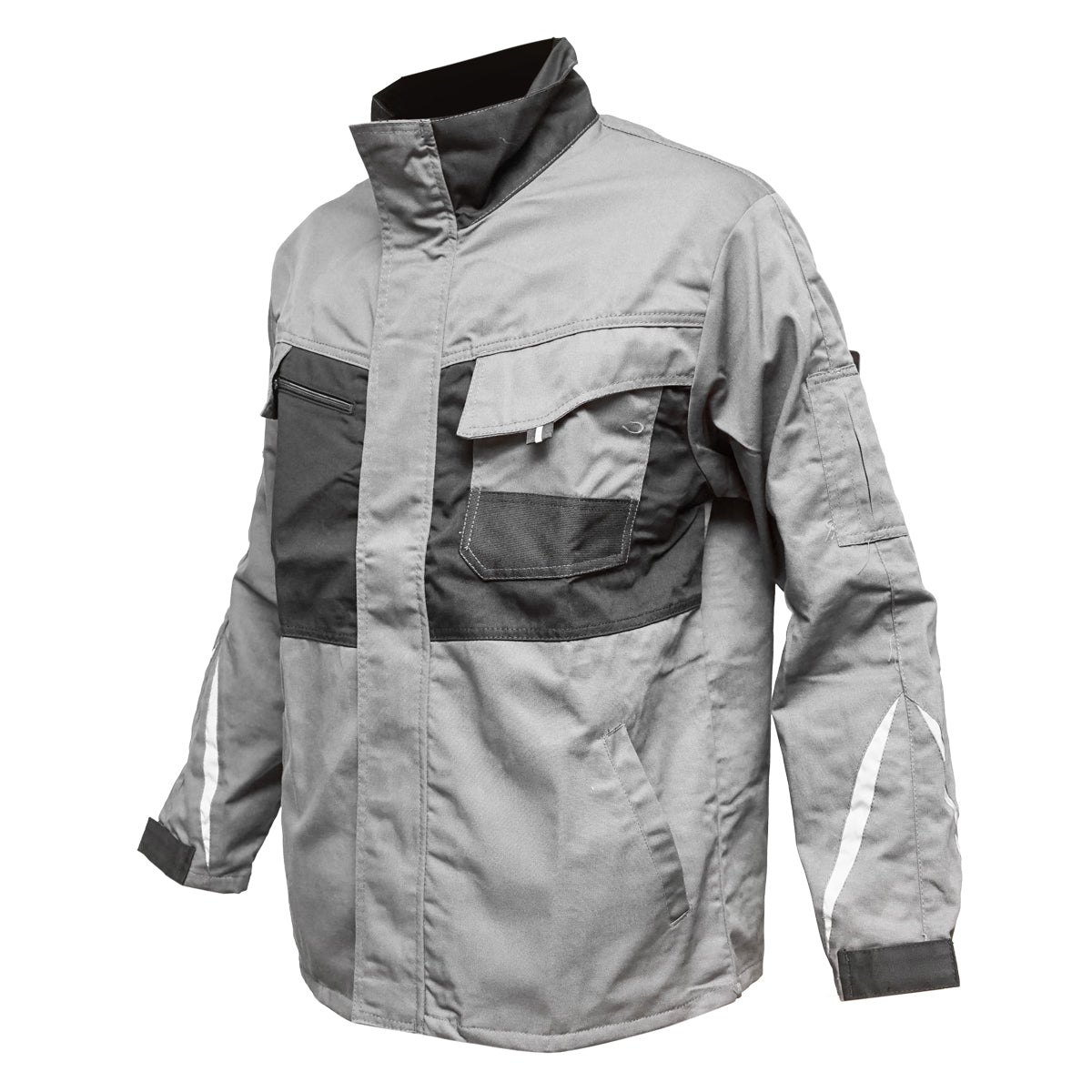 Work jacket, polyester with cotton, gray with black, XXL Breckner Germany