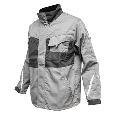 Work jacket, polyester with cotton, gray with black, XXL Breckner Germany