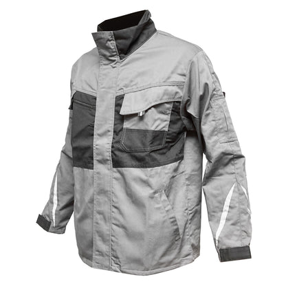 Work jacket, polyester with cotton, gray with black, XXL Breckner Germany