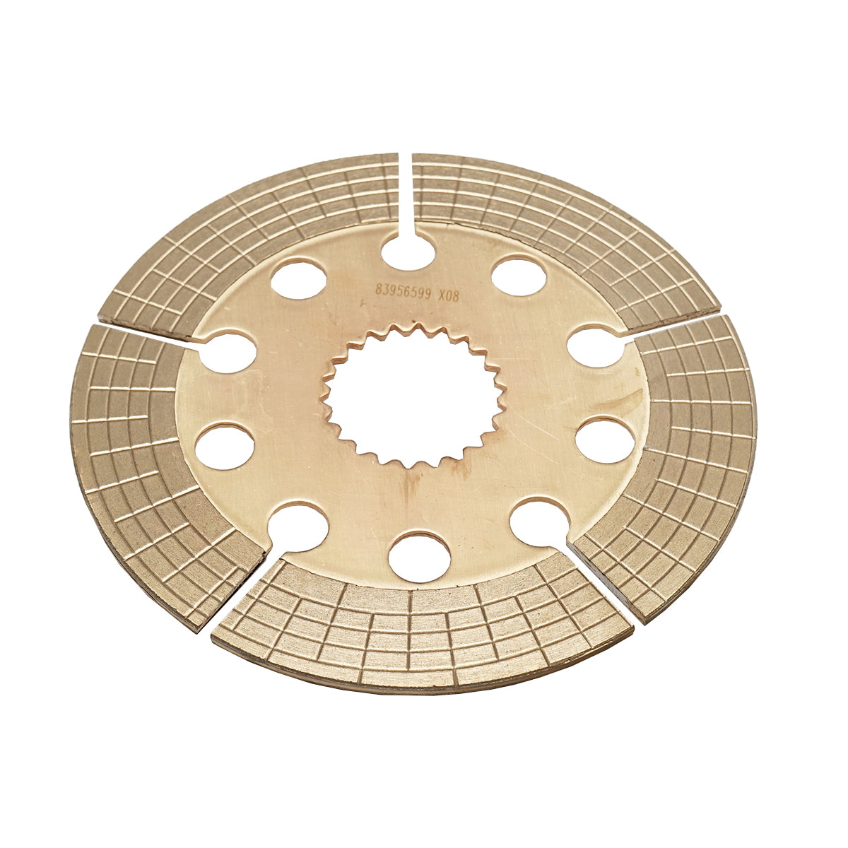 Brake disc with an outer diameter of 225mm, inner diameter of 59/53.7mm and 22 grooves for Ford tractor 83956599.