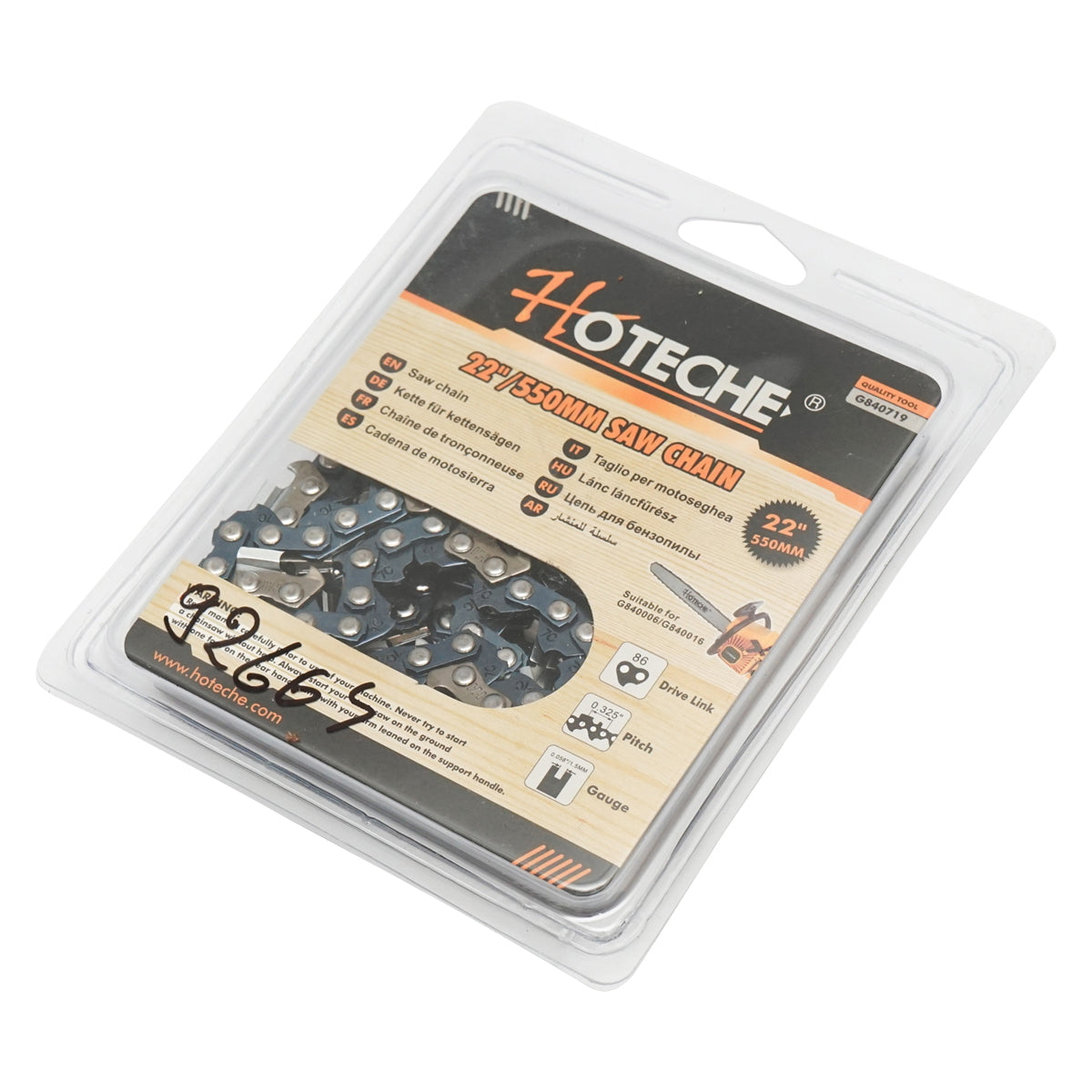 Chain saw chain 325 pitch, 86 links, 43 teeth, length 55cm (22 inch) Hoteche