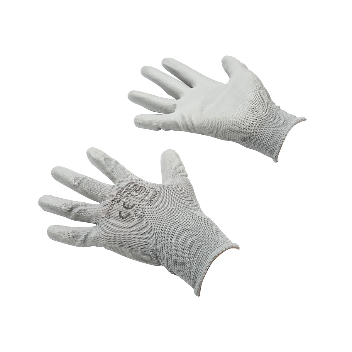 Gray polyester work gloves with PU immersion size 10 Breckner Germany