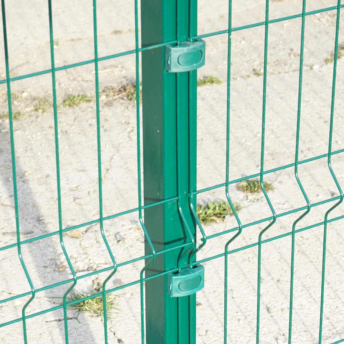 Post for fence panel/net 2430x50x50mm, RAL6005 with net fixing clamps