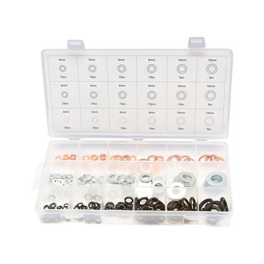 Flat washers set, made of copper and grover 250 pieces