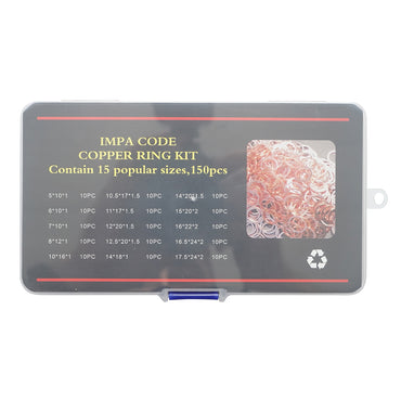 Copper washer set Ø 5-17.5mm 150 pieces