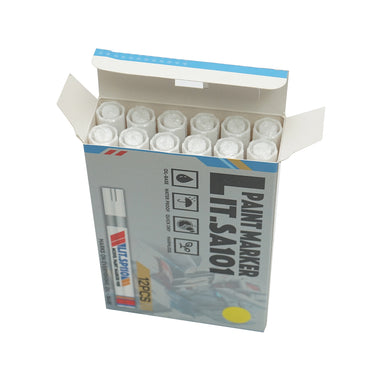 Yellow oil-based paint markers, waterproof, quick-drying, 12 pieces