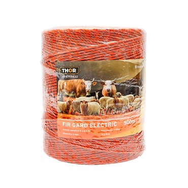 Roll of orange-brown wire with a 3mm metal insert 5x0.2mm SS, resistance 4.5 Ohm/m, 500m electric fence Thor
