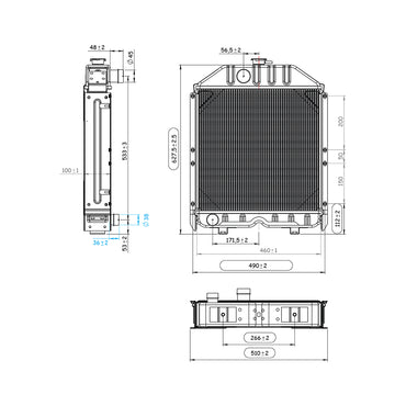 Water cooling radiator for New Holland, Fiat, Case IH OEM codes 4981428, 5086417, 5096052, 150-283, 5096051, 5118306, 5096597, 5104821, 5086417.