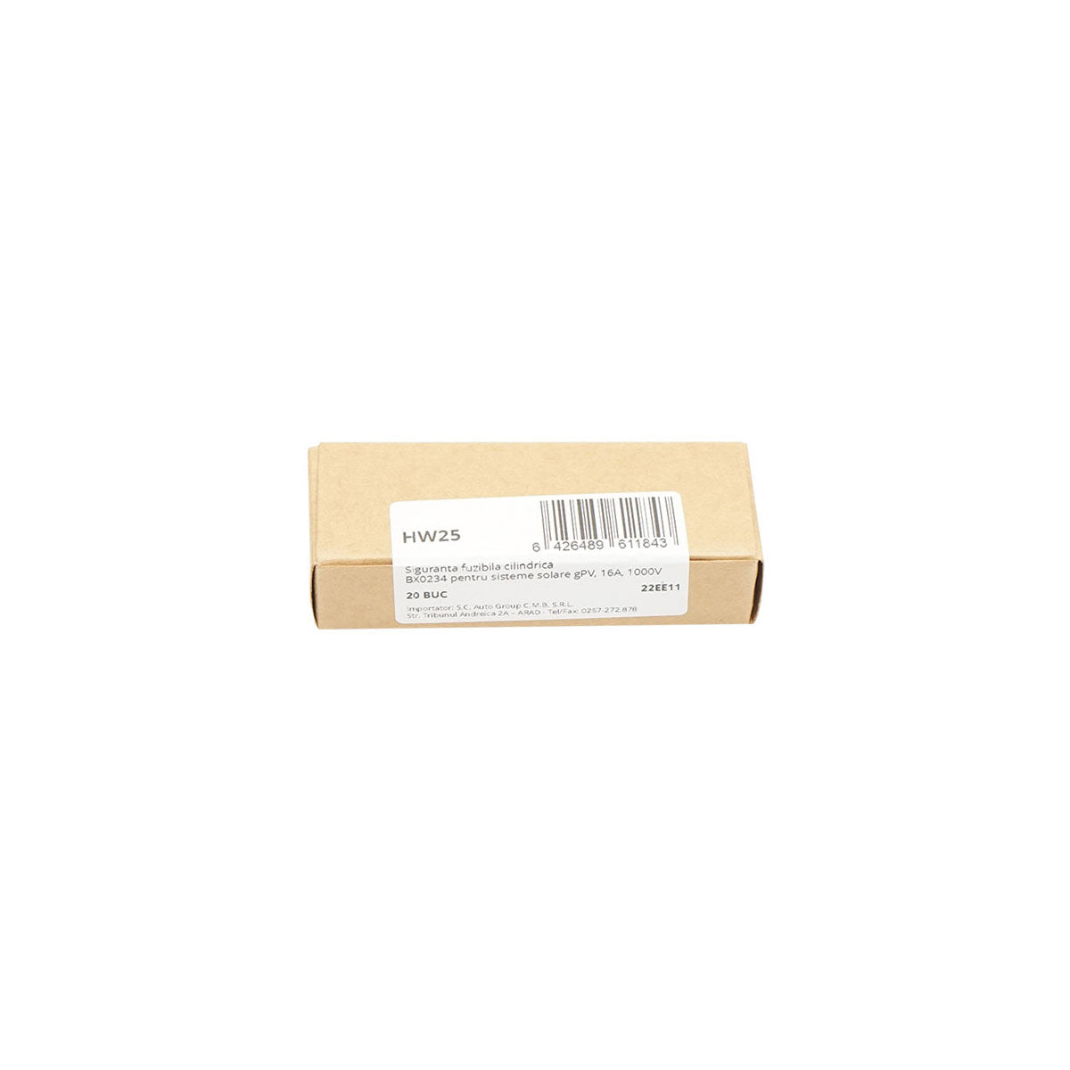 Cylindrical fusible safety BX0234 for gPV solar systems, 16A, 1000V Leader