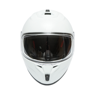 White full-face motorcycle helmet with clear visor, size L Grit