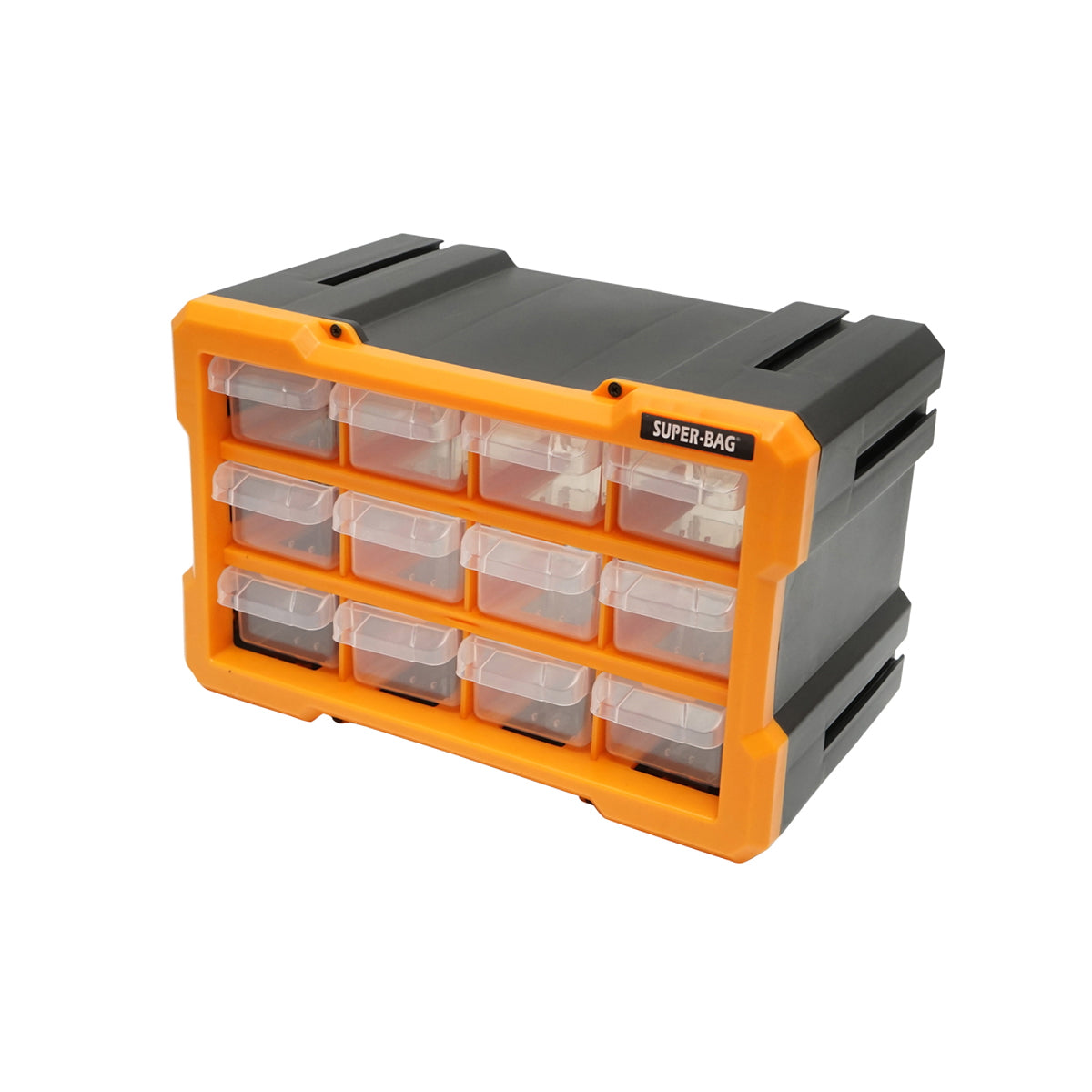 Modular yellow plastic storage box, 12 drawers 158x266x170mm Breckner Germany