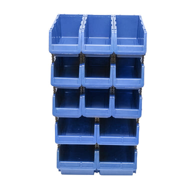 Stand with 13 storage/organization boxes, blue plastic box, 510x400x1000mm