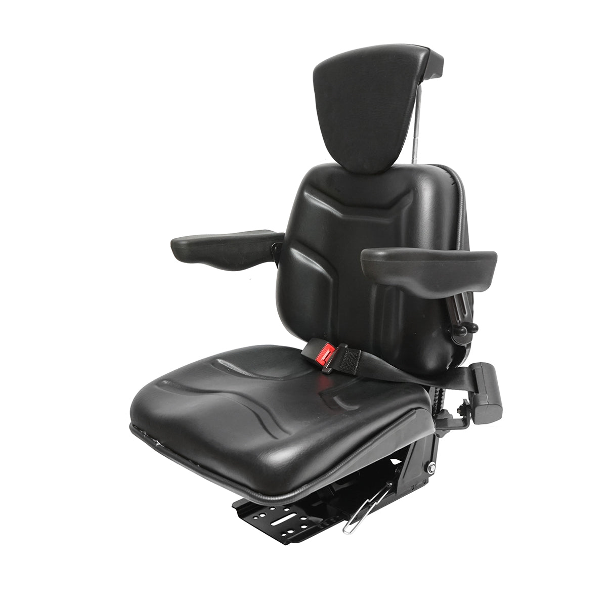 Universal adjustable height seat, armrests and headrest for tractor, agricultural machinery, industrial equipment, forklift