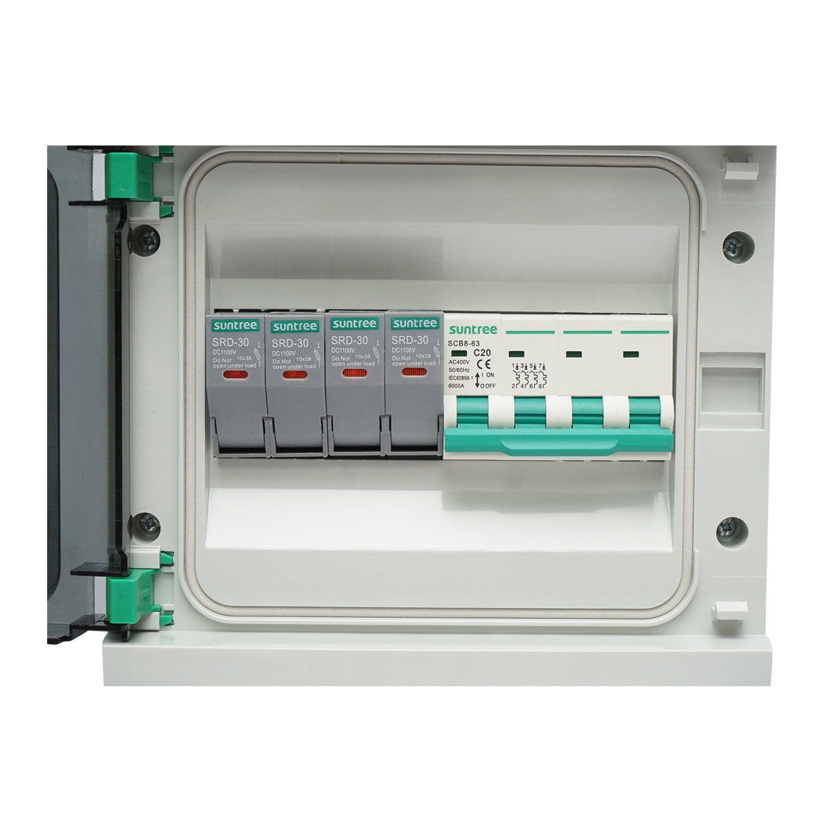 8-module fuse board, equipped for three-phase systems of 5-10KW