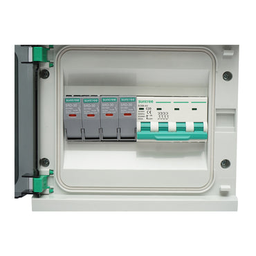 8-module fuse board, equipped for three-phase systems of 5-10KW