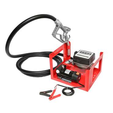 12V diesel transfer pump kit, 40L/min flow rate with counter, 1.5m suction hose, 4m transfer hose, and Breckner Germany pistol.