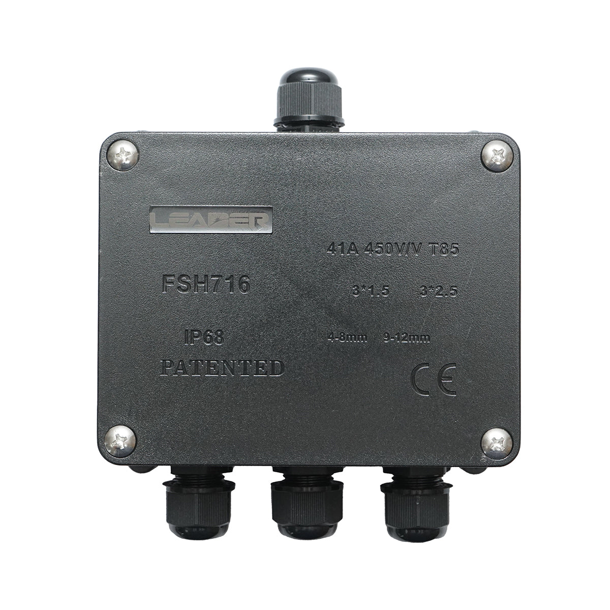 Sealed junction box with presets 41A 450V AC, 4 ways 4-12mm IP68 Leader