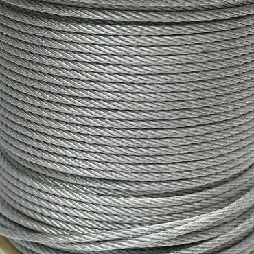 Galvanized steel cable with a diameter of 5mm, 6x7 wires, maximum load 1460Kg, weight 13.1Kg, 150m/roll