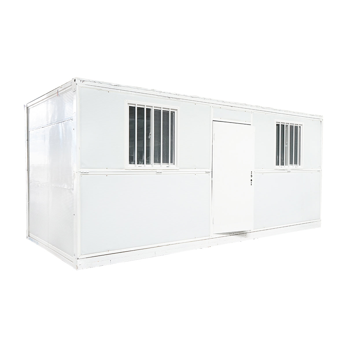 Container type house, folding office 5800x2460x2510mm with door and 2 windows, electrical installation