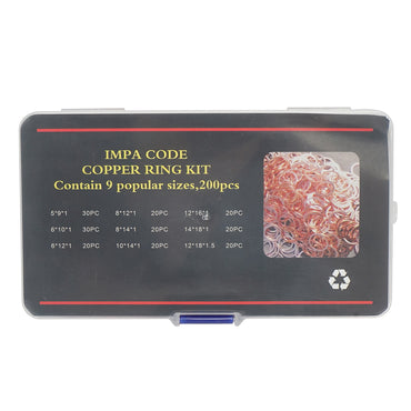 Copper washer set Ø 5-14mm 200 pieces