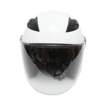 White jet-type motorcycle helmet, urban model with a transparent visor and sunglasses, size L.