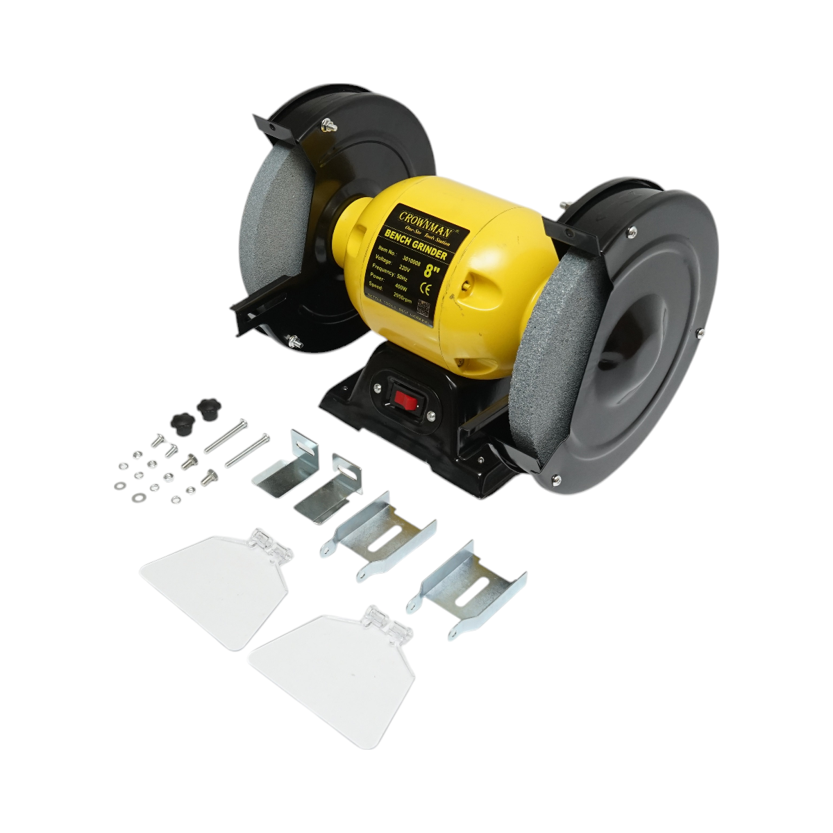 Bench grinder 400W, 220V abrasive disc 200x20x16mm, rotation speed 2950rpm Crownman