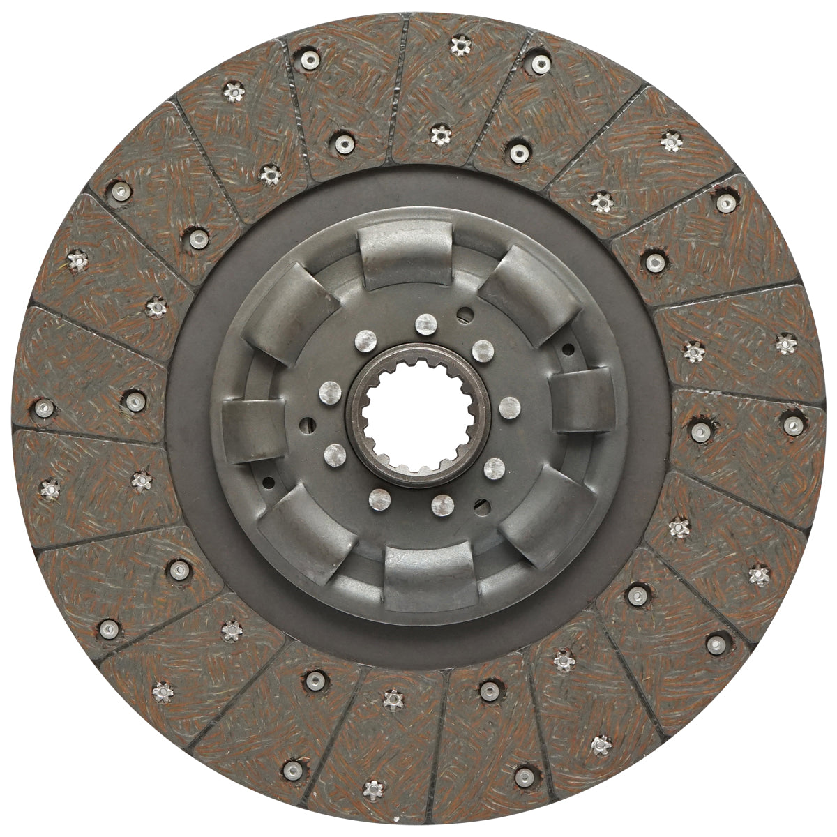 Clutch disc with friction material and spring, 16 grooves for Forest Tractor with Perkins engine