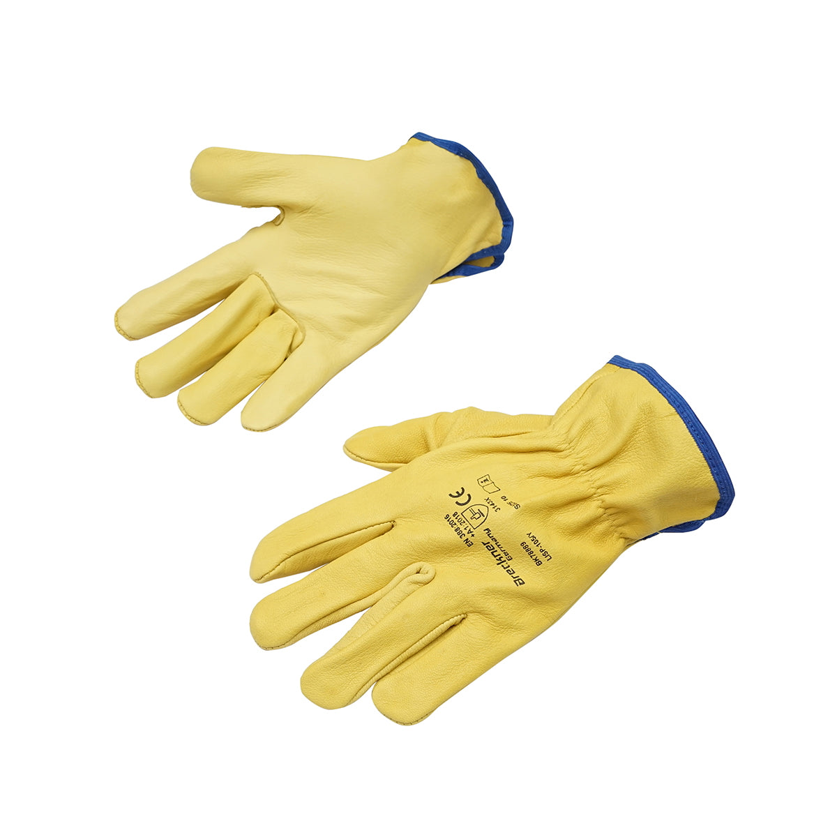 Yellow leather work gloves size 10 Breckner Germany